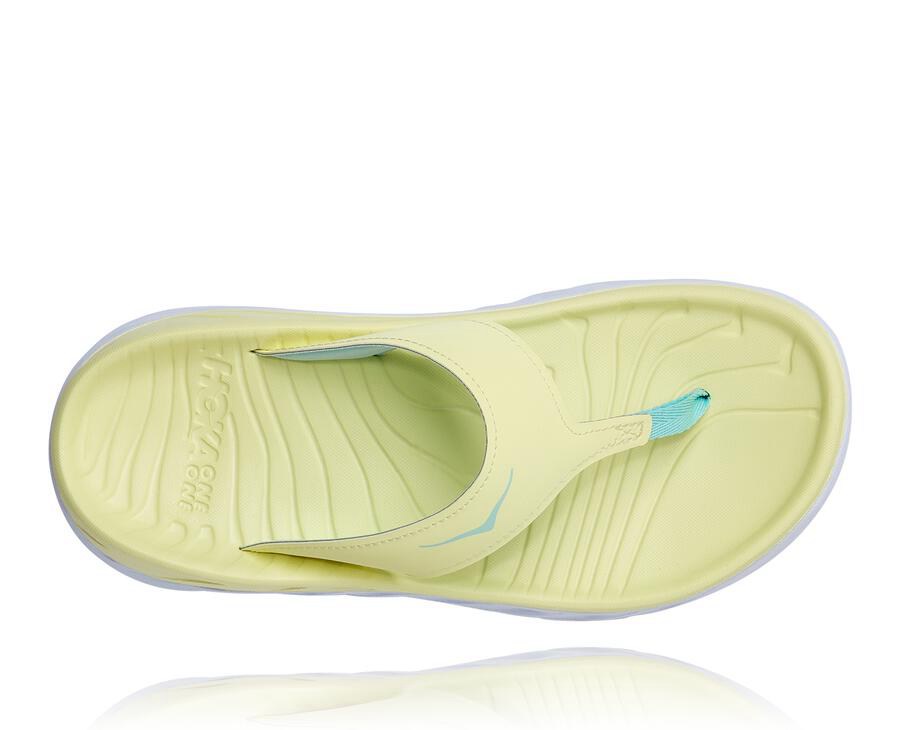 Sandalias Hoka One One Mujer Amarillos/Blancos - Ora Recovery Flip - HSUD03168